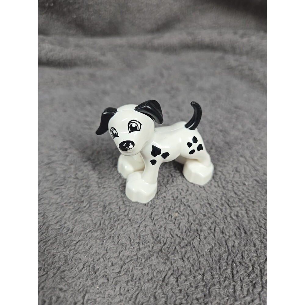 LEGO White Duplo Dog Black Eyes & Black Ear Nose